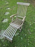 teak houten deckchair, Tuin en Terras, Ophalen, Gebruikt, Teakhout, Inklapbaar