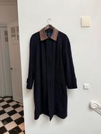 Vintage jaren ’80 Loden jas – wol met leren kraag - L/XL, Maat 52/54 (L), Blauw, Vintage, Ophalen of Verzenden