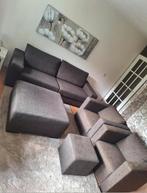 Bankstel 2 fauteuils hocker en poefje merk Woood 250,-, Ophalen, Gebruikt