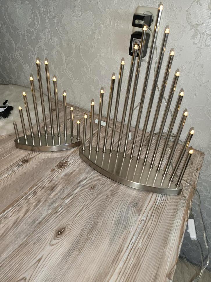 Sfeervolle Kandelaren met lampjes Set, Vintage, Huis en Inrichting, Lampen | Vloerlampen, Minder dan 100 cm, Metaal, Ophalen of Verzenden