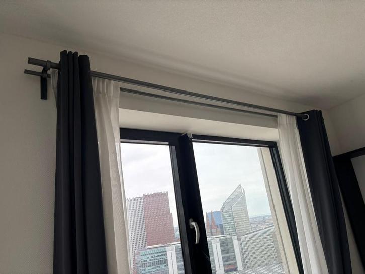 Curtain + light filtering curtain + rails, Huis en Inrichting, Stoffering | Gordijnen en Lamellen, Zo goed als nieuw, 200 cm of meer