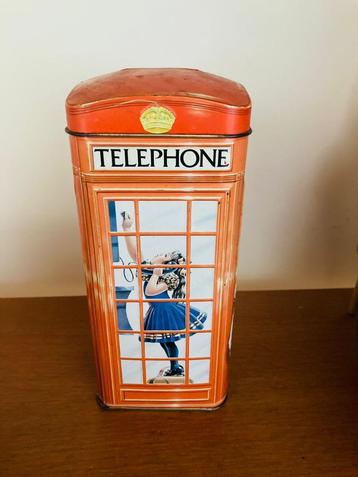 vintage Tin Spaarpot/Bank Britse rode telefooncel beschikbaar voor biedingen