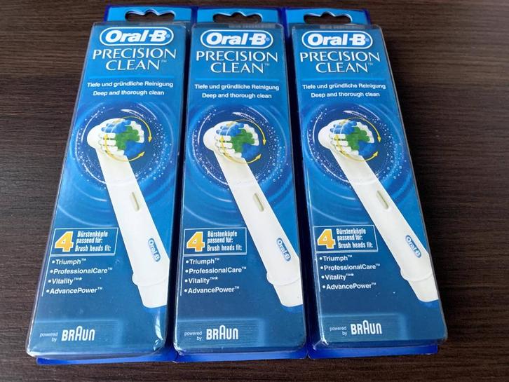 Oral-B Precision Clean Opzetborstels Braun 12x, Sieraden, Tassen en Uiterlijk, Uiterlijk | Mondverzorging, Nieuw, Opzetborstel
