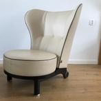 2 Giorgetti Rea Bergere fauteuil stoel design vintage leer, Gebruikt, Leer, 50 tot 75 cm, Ophalen