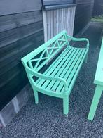 Groene Tuinbank met Tafel (ophalen in Ossenzijl!!!), Tuin en Terras, Ophalen, Gebruikt, Hout