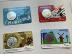 Coincards 4x . Bu-kwaliteit 3x . 1X unc zilveren Rembrandt, Setje, Zilver, Euro's, Ophalen