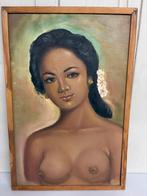 Schilderij dame bali naakt, Antiek en Kunst, Ophalen of Verzenden