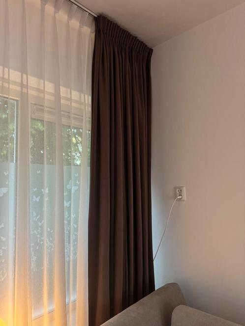 BIEDEN! Gordijnen woonkamer donker bruin 4 stuks, Huis en Inrichting, Stoffering | Gordijnen en Lamellen, Zo goed als nieuw, 200 cm of meer