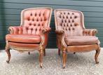 Klassiek leder dames fauteuil, Huis en Inrichting, Fauteuils, Ophalen, Zo goed als nieuw, 75 tot 100 cm, Stof