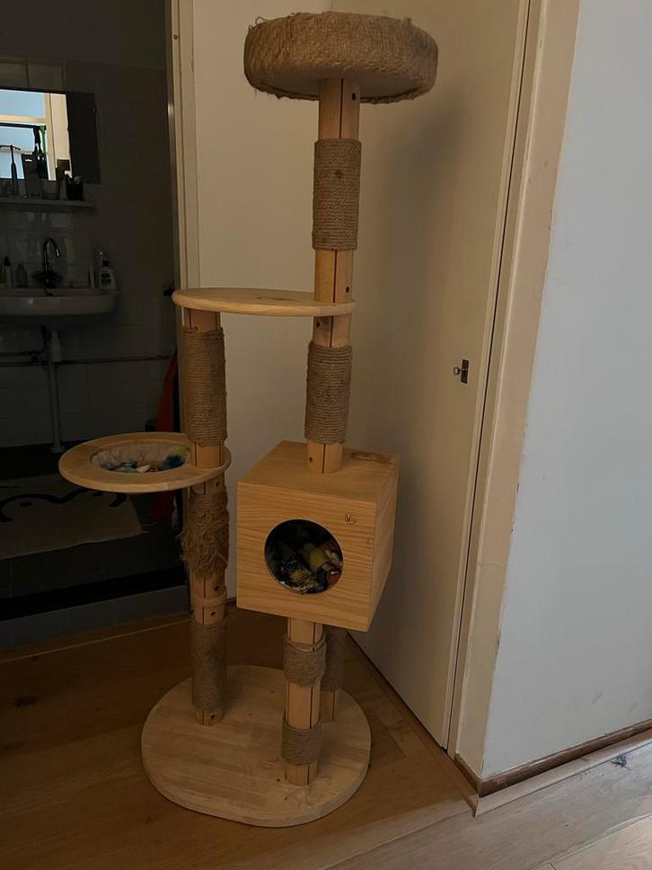 Eikenhouten krabmeubel, Dieren en Toebehoren, Krabmeubelen, Gebruikt, Krabpaal, Ophalen