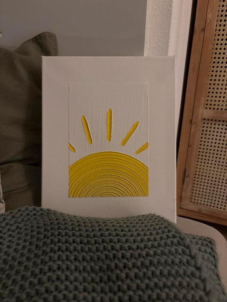 Zonnig schilderijtje - Brushed by Sogand, Antiek en Kunst, Kunst | Schilderijen | Abstract, Ophalen of Verzenden