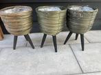 Rieten Bloempotten op Pootjes - Set van 3, Ophalen, Overige materialen, Gebruikt, Minder dan 30 cm