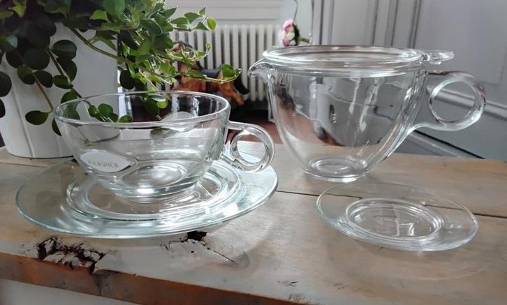 Pickwick glazen tea for one set - glas - Douwe Egberts - DE, Huis en Inrichting, Keuken | Servies, Nieuw, Overige typen, Overige stijlen