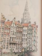Gerard van Berkel - Damrak Amsterdam - Gesigneerde Prent, Antiek en Kunst, Kunst | Tekeningen en Foto's, Ophalen of Verzenden