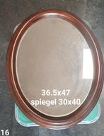 Brocante ovale spiegel met eikenhouten sierlijst, Minder dan 100 cm, Minder dan 50 cm, Gebruikt, Ophalen of Verzenden