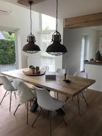 6 witte stoelen met koperkleurige poten, Ophalen, Gebruikt, Minder dan 50 cm