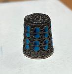 Verzilverd Vingerhoed met Emaille Decoratie Antiek Naaigerei, Antiek en Kunst, Ophalen of Verzenden