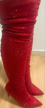 Rode Laarzen met Strass maat 38!, Kleding | Dames, Schoenen, Ophalen of Verzenden, Zo goed als nieuw, Rood, Hoge laarzen