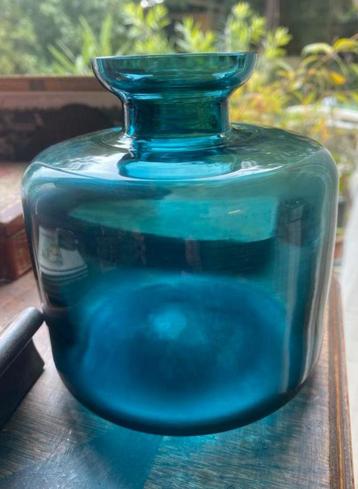 Petrol  Blauw Vaasje , Scandinavisch h.12 cm diam. 11 cm beschikbaar voor biedingen