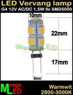 LED Tiny House G4 ledlamp 9 SMD5050 12V - 1,8 Watt 2800K, Nieuw, Bipin of Steekvoet, LEDvervanglamp, Ophalen of Verzenden