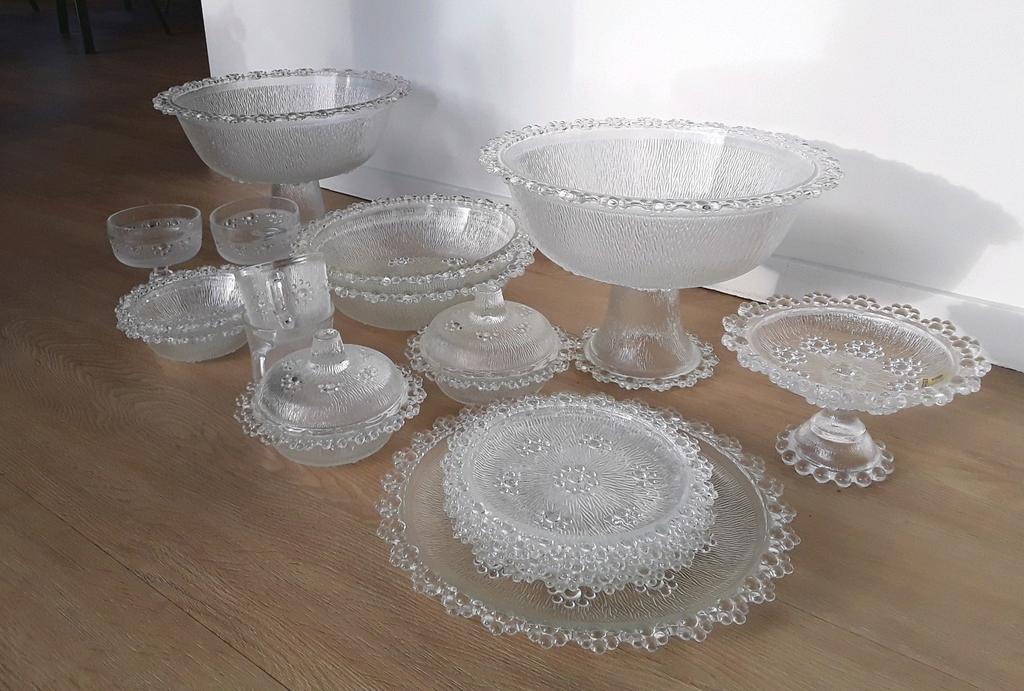 Vintage glazen servies Masserini Barocco Italië, vanaf prijs, Huis en Inrichting, Ophalen of Verzenden, Zo goed als nieuw