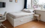 IKEA BRIMNES BED, Ophalen, Wit, Tweepersoons, 140 cm