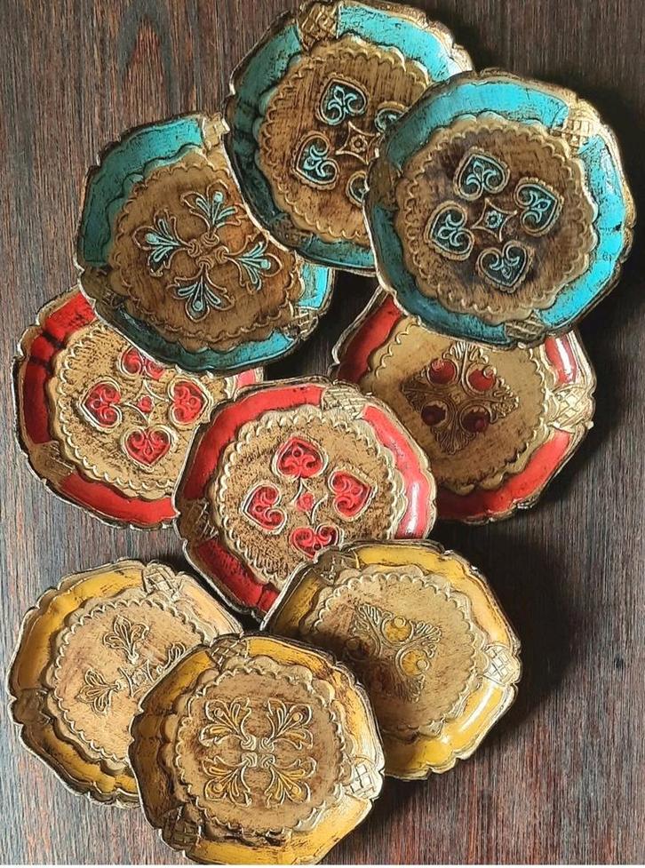 Florentijnse Onderzetters Set, Huis en Inrichting, Woonaccessoires | Schalen en Manden, Gebruikt, Schaal, Overige vormen, Overige materialen