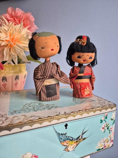 Vintage Cloth dolls stoffen kokeshi geisha samoerai, Antiek en Kunst, Kunst | Niet-Westerse kunst, Ophalen of Verzenden