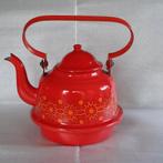 Vintage oranje-rode emaille ketel   decoratie, Antiek en Kunst, Antiek | Emaille, Ophalen