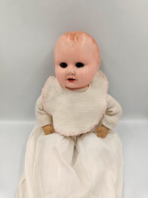 Antieke Belgische Babypop, Verzamelen, Poppen, Gebruikt, Pop, Ophalen of Verzenden