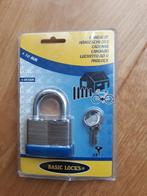 Basic Locks - hangslot -50 mm met 2 sleutels  -NIEUW, Nieuw, Rvs, Ophalen of Verzenden, Slot