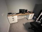 Steigerhouten bureau met Ikea Nordli ladekasten, Ophalen, Gebruikt, Bureau