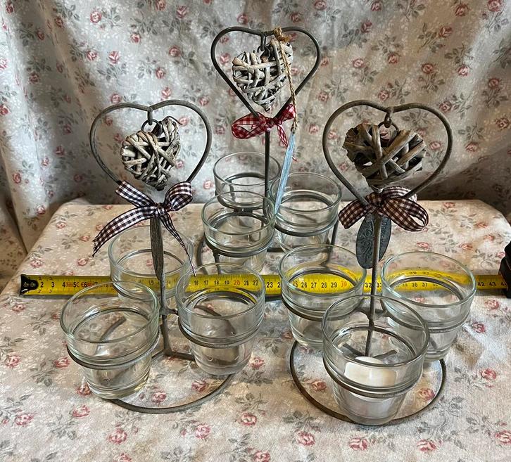 3 kandelaars voor 9 kaarsjes, Huis en Inrichting, Woonaccessoires | Kandelaars en Kaarsen, Zo goed als nieuw, Kandelaar, Minder dan 25 cm