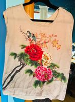 leuk shirtje vogel en bloem rug tricot 40/42 zgan, Maat 38/40 (M), Verzenden, Beige, Zo goed als nieuw