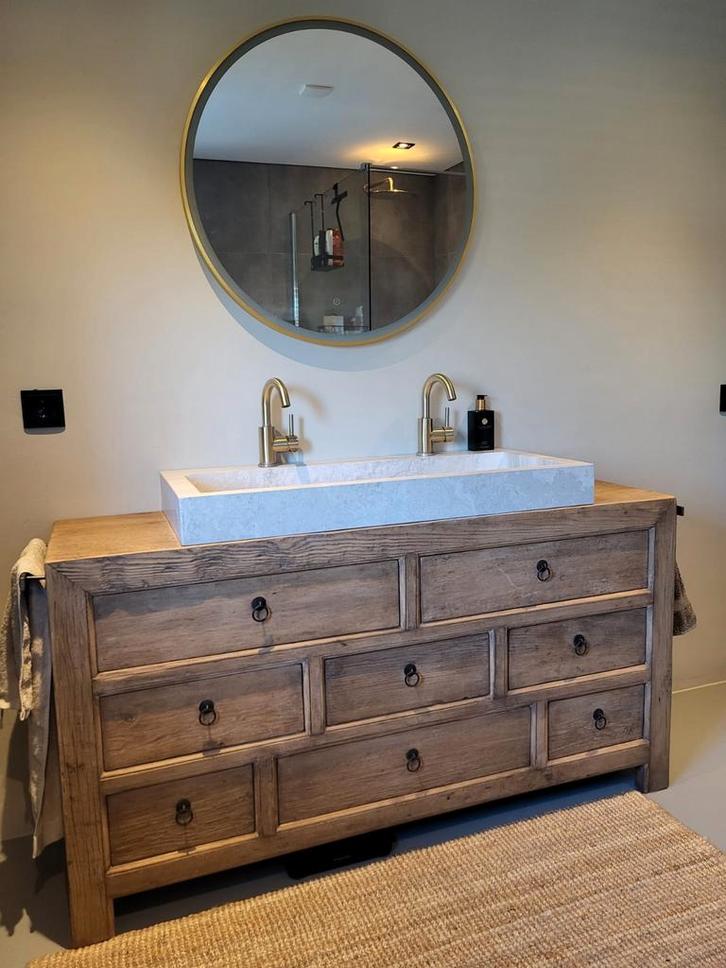 Landelijk Badmeubel, badkamermeubel hout, oud hout, robuust, Huis en Inrichting, Badkamer | Complete badkamers, Ophalen