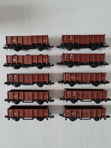 10 Nette N-spoor DB openbakwagons 13529/13538 beschikbaar voor biedingen
