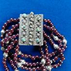 Oosterse granaten armband met turkoois & zilver, Verzenden