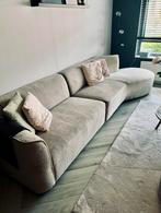 Moderne LoungeBank Met Ronde Longchair. Grijs/Beige. Zgan., Ophalen, 300 cm of meer, Zo goed als nieuw, Rechte bank