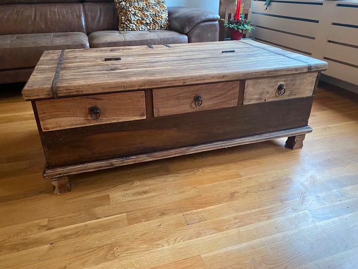 Salontafel / Opbergkist, Huis en Inrichting, Tafels | Salontafels, Gebruikt, Minder dan 50 cm, 100 tot 150 cm, Rechthoekig, Teakhout