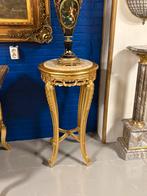 Bijzettafel bloem tafel goud met marmer, Ophalen of Verzenden