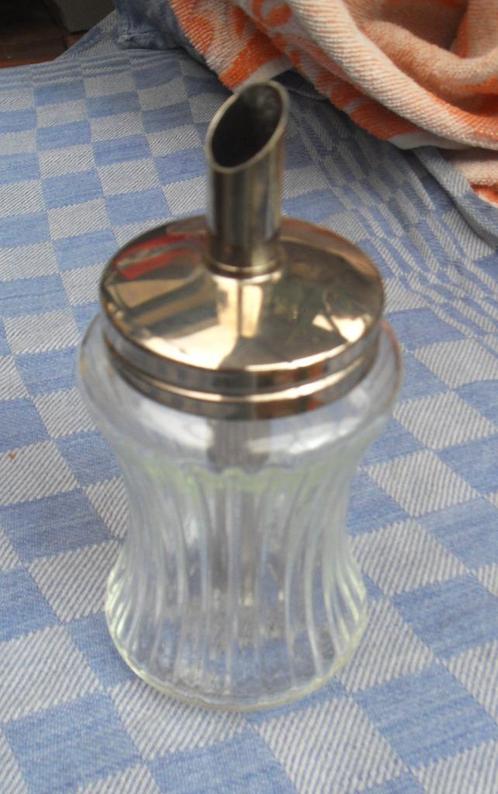 brocante suikerstrooier/ suikerpot van glas, Antiek en Kunst, Curiosa en Brocante, Ophalen of Verzenden
