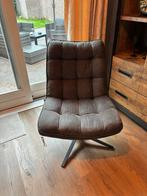 Woood Dirkje Draaifauteuil - Lederlook Grijs, Huis en Inrichting, Ophalen of Verzenden, Zo goed als nieuw, Eén, Stof
