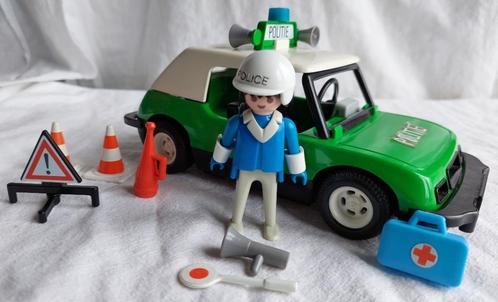 Playmobil 3215 Groene Politie Auto met Zwarte Banden, Kinderen en Baby's, Speelgoed | Playmobil, Gebruikt, Los playmobil, Ophalen of Verzenden