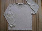 Sweater heren, grijs+blauw randje aan V-hals, small, LOGG, Kleding | Heren, Truien en Vesten, Ophalen of Verzenden, Zo goed als nieuw