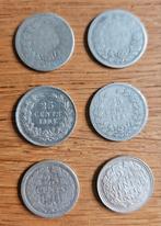 6x 25 cent (gulden) uit 1849, 1890, 1894, 1901, 1914 en 1941, Postzegels en Munten, Munten | Nederland, Ophalen of Verzenden, Koning Willem II