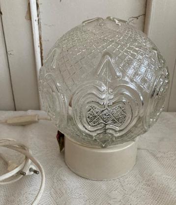 Brocante glazen plafonniere - plafondlamp beschikbaar voor biedingen