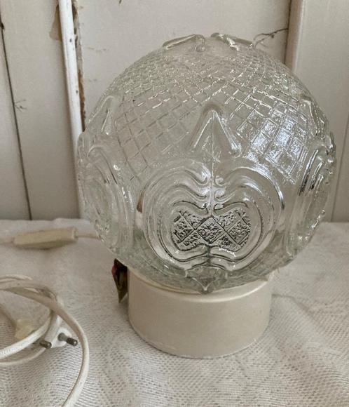Brocante glazen plafonniere - plafondlamp, Huis en Inrichting, Lampen | Plafondlampen, Gebruikt, Glas, Overige materialen, Ophalen of Verzenden