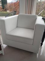 Witte kunstledere fauteuil van Jan Des Bouvrie., Ophalen, Gebruikt, Eenpersoons, 75 tot 100 cm