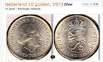 Nederland Juiana 25 jaar Regina 4 Sept. 1973 ƒ 10.00 Zilver., Postzegels en Munten, Munten | Nederland, Zilver, Ophalen of Verzenden