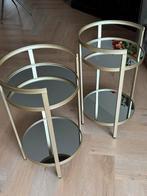 Twee nachtkastjes/ bijzettafeltjes, Huis en Inrichting, Slaapkamer | Nachtkastjes, Ophalen, Gebruikt, Minder dan 45 cm, Metaal of Aluminium